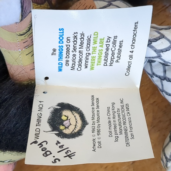 Vintage 1980 Where The Wild Things Are Moishe 14”Plush Monster Toy - Picture 6 of 14